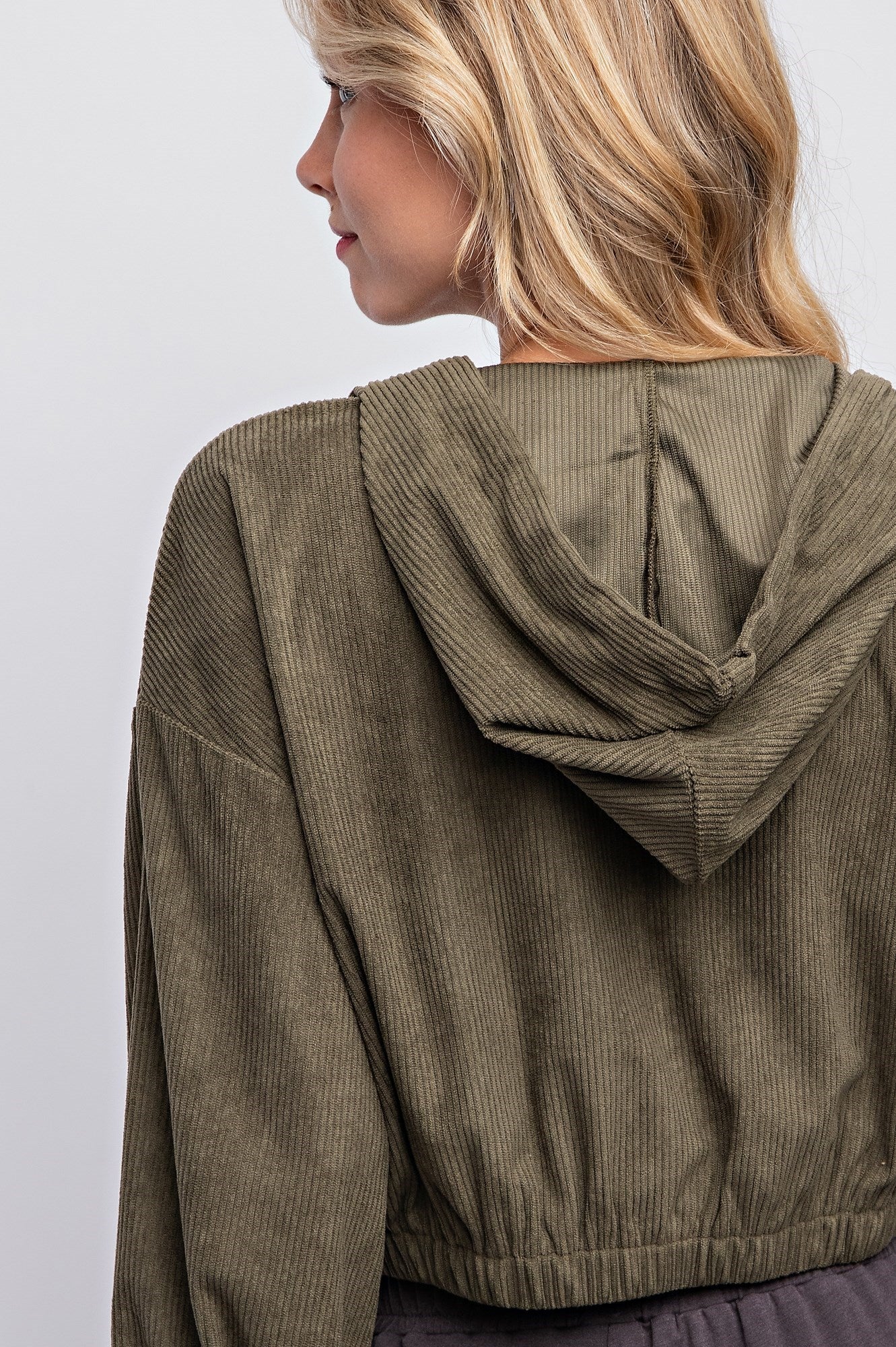 DRAWSTRING CORDUROY HOODIE JACKET