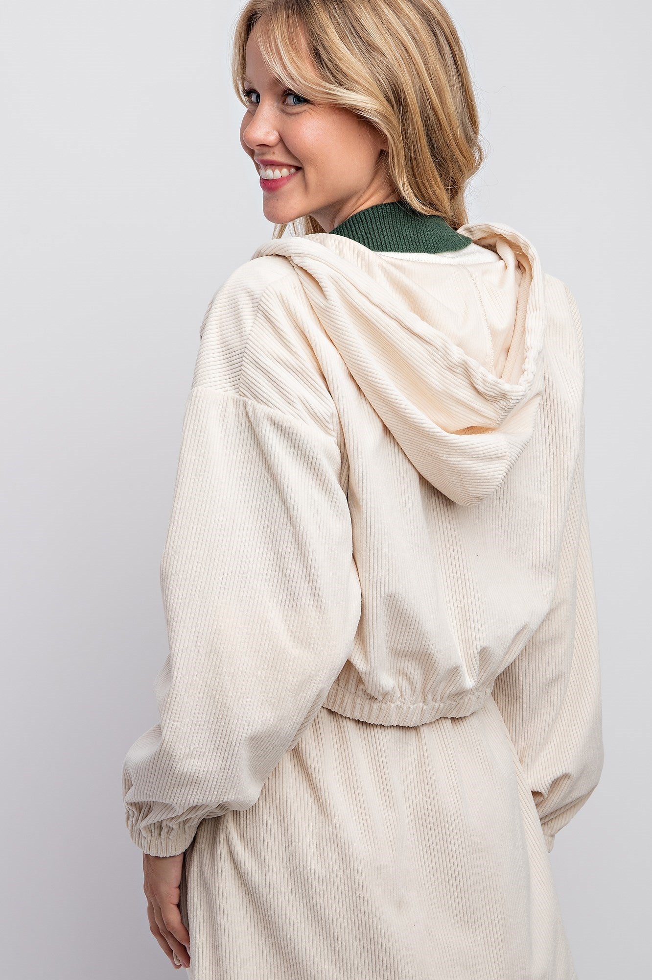 DRAWSTRING CORDUROY HOODIE JACKET