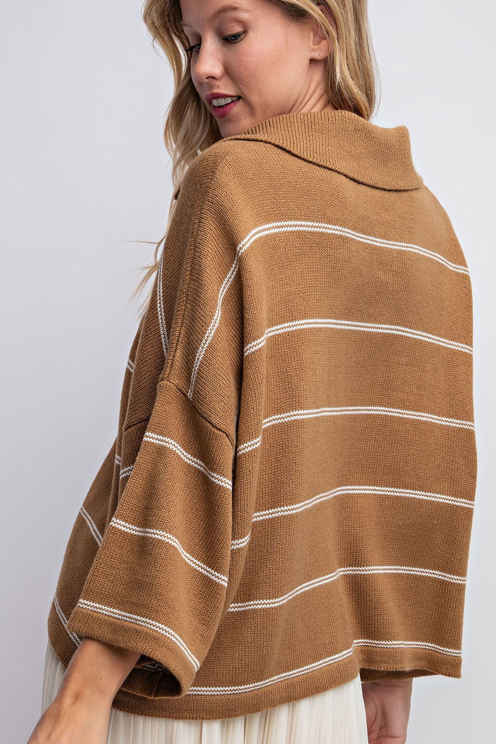 STRIPED DROP SHOULDER SWEATER TOP