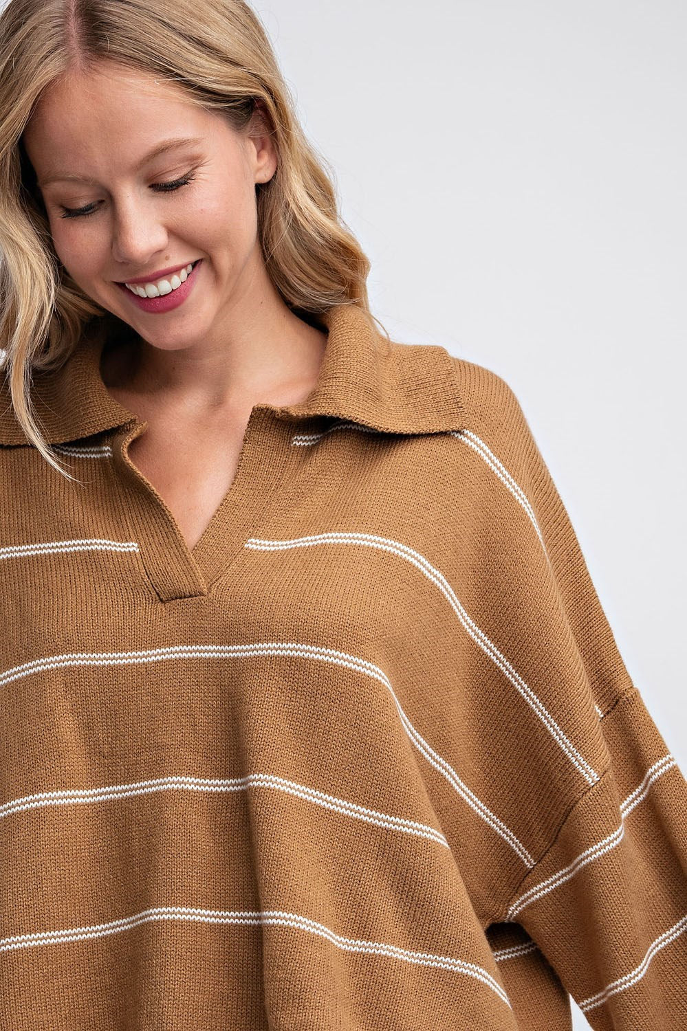 STRIPED DROP SHOULDER SWEATER TOP