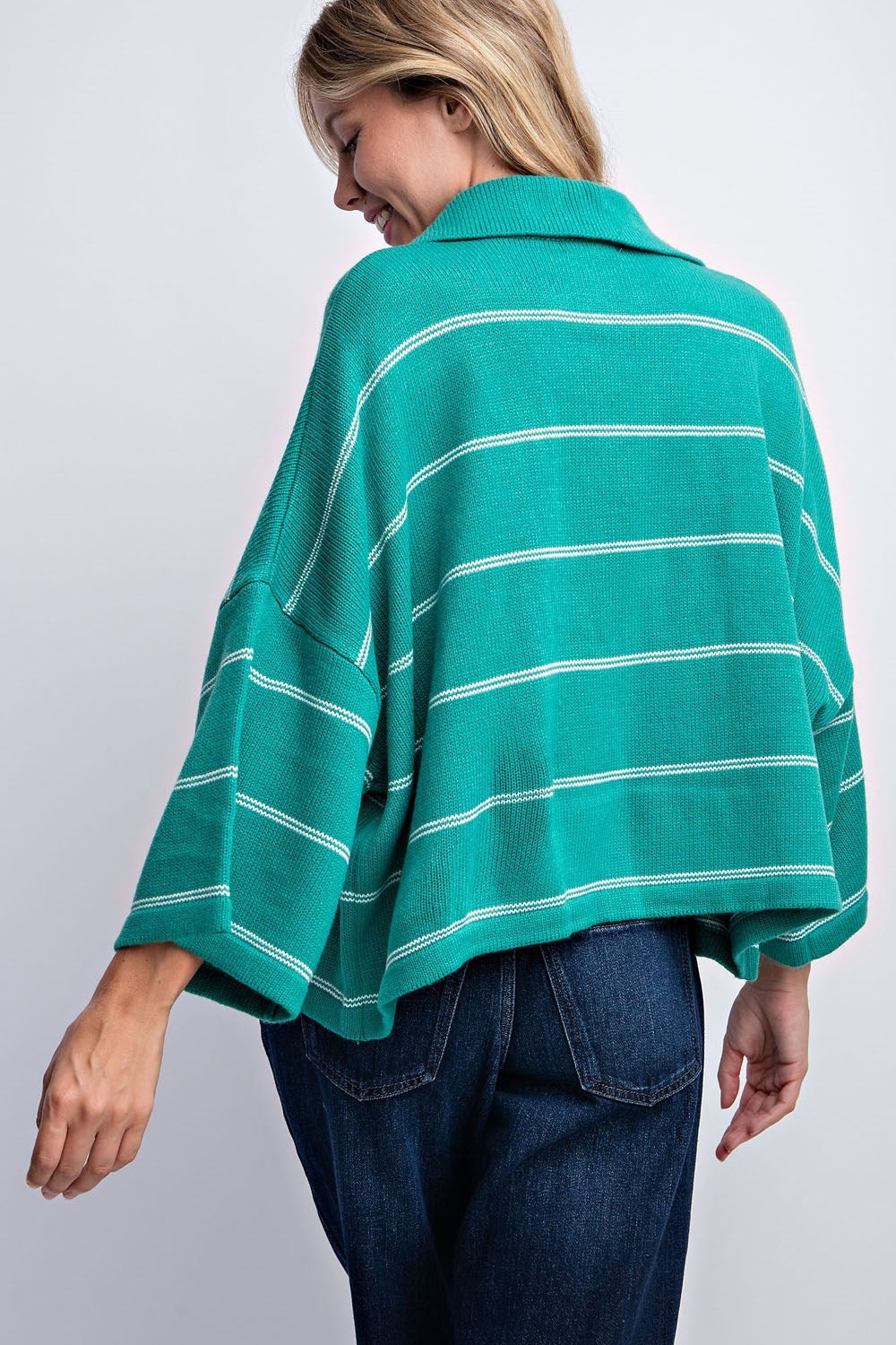 STRIPED DROP SHOULDER SWEATER TOP