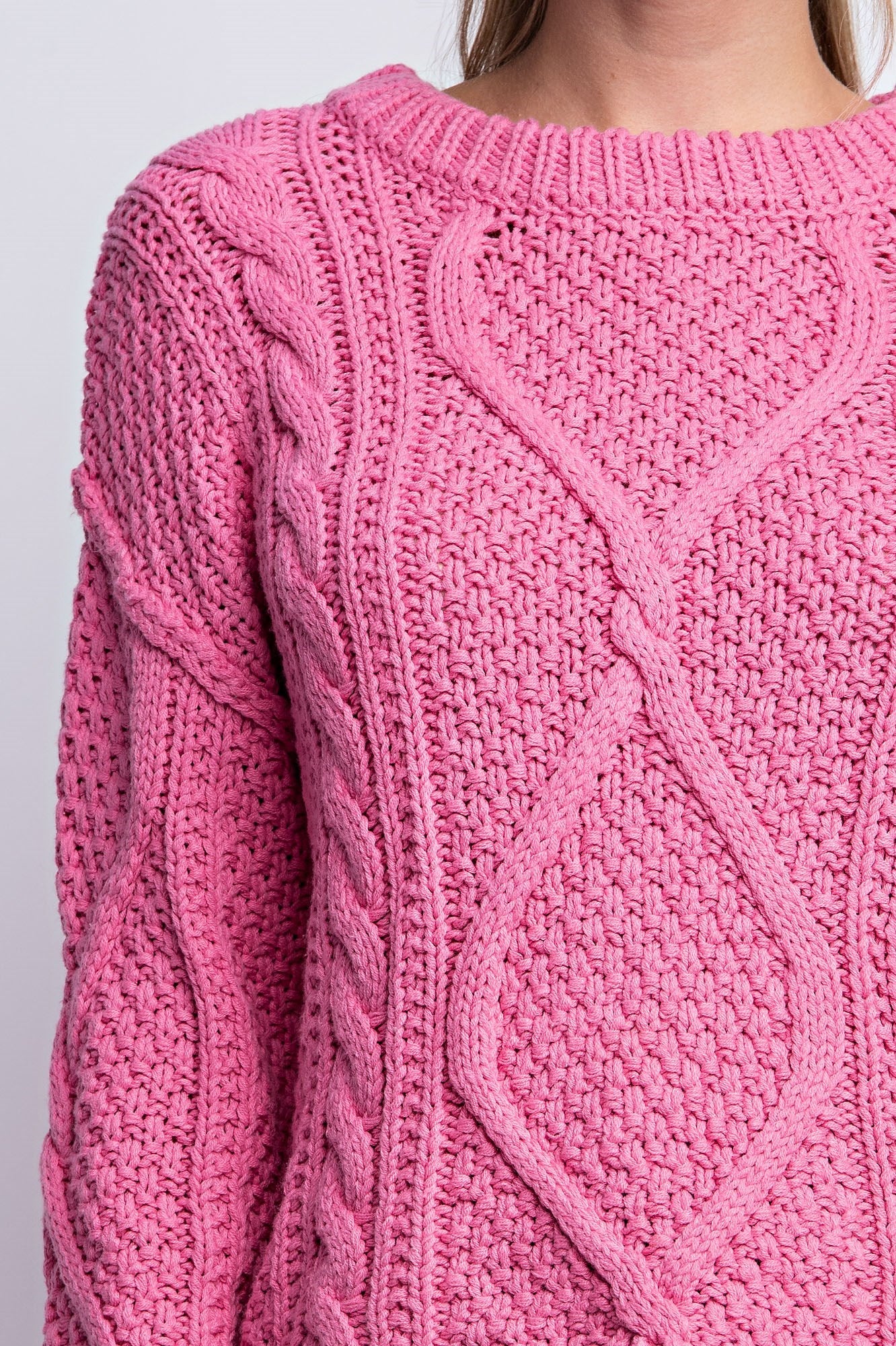 Crew Neck Cable Knit Sweater