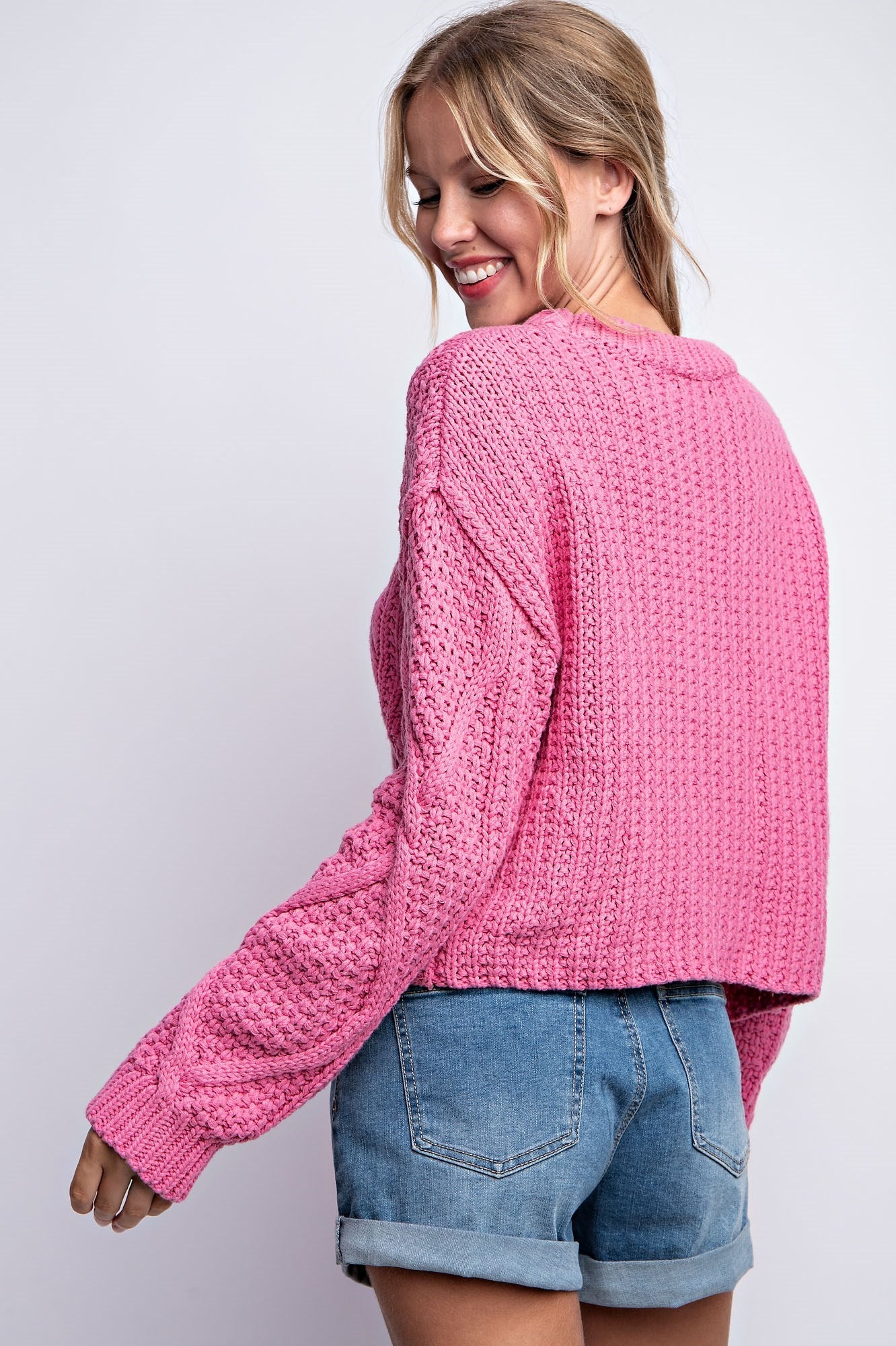 Crew Neck Cable Knit Sweater