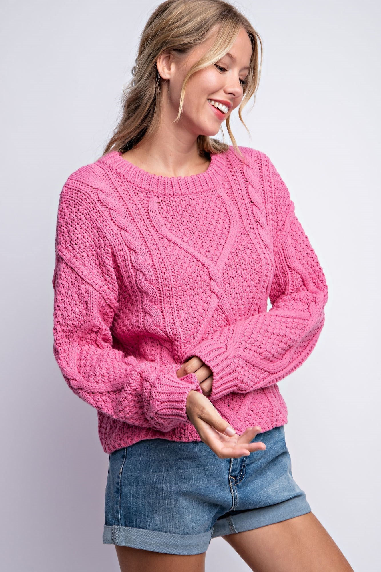 Crew Neck Cable Knit Sweater