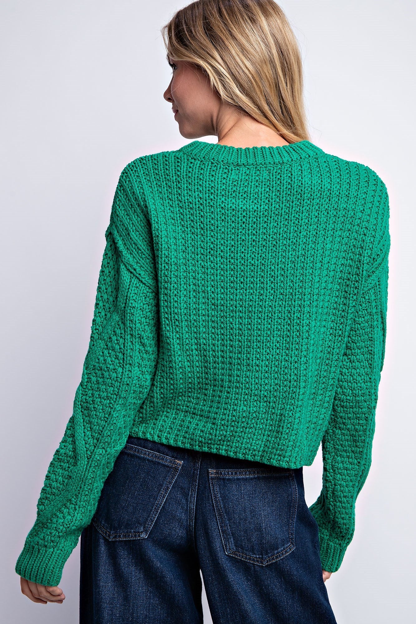 Crew Neck Cable Knit Sweater