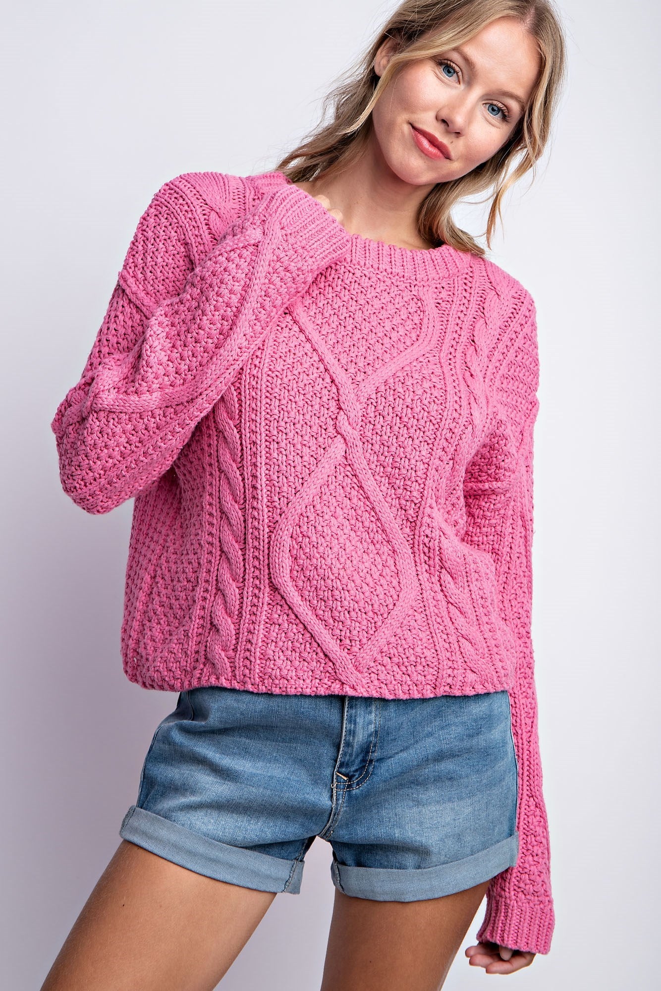 Crew Neck Cable Knit Sweater