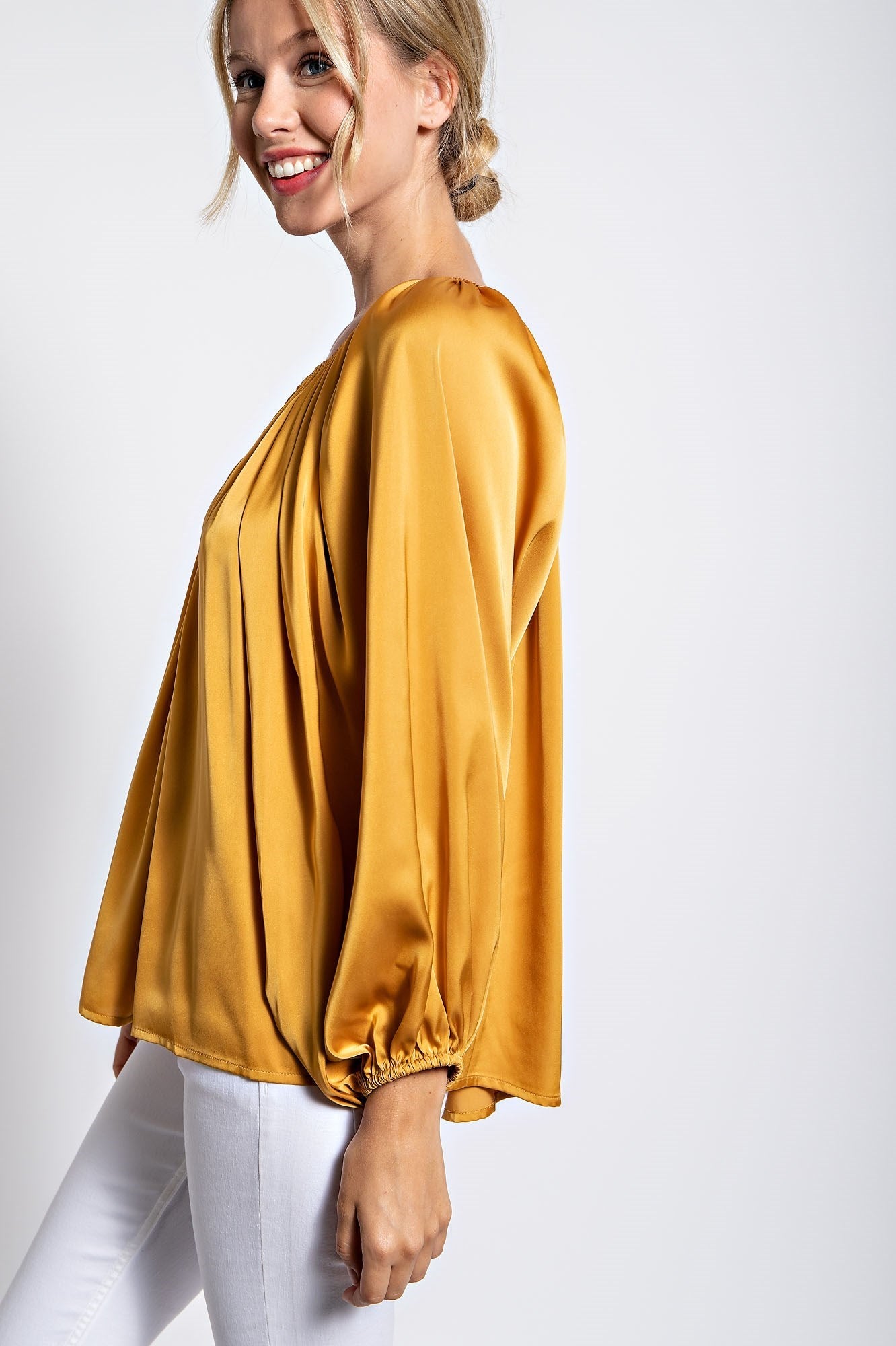 ONE SHOULDER SOLID SATIN TOP