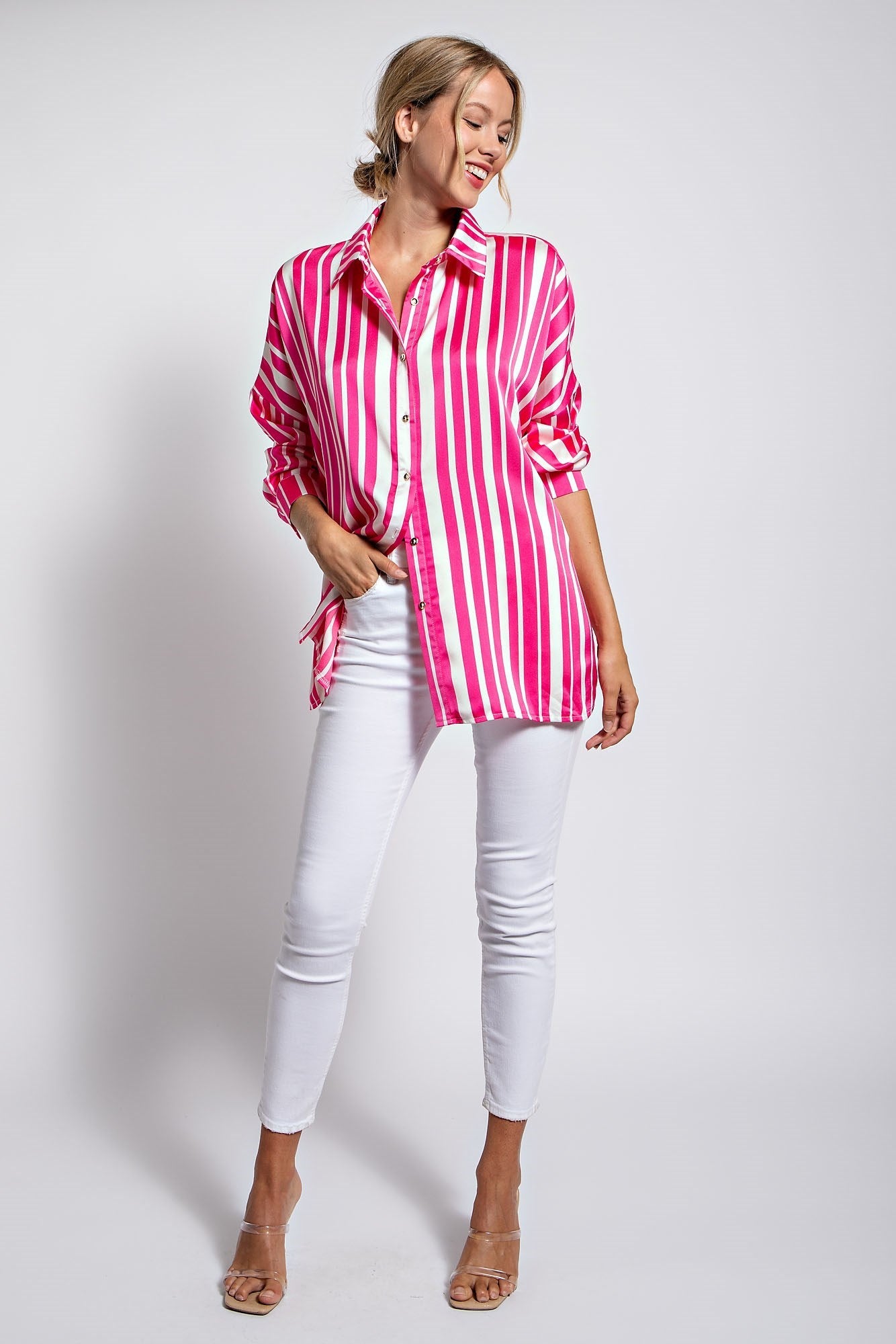 STRIPE BUTTON-UP RELEX SHIRTS