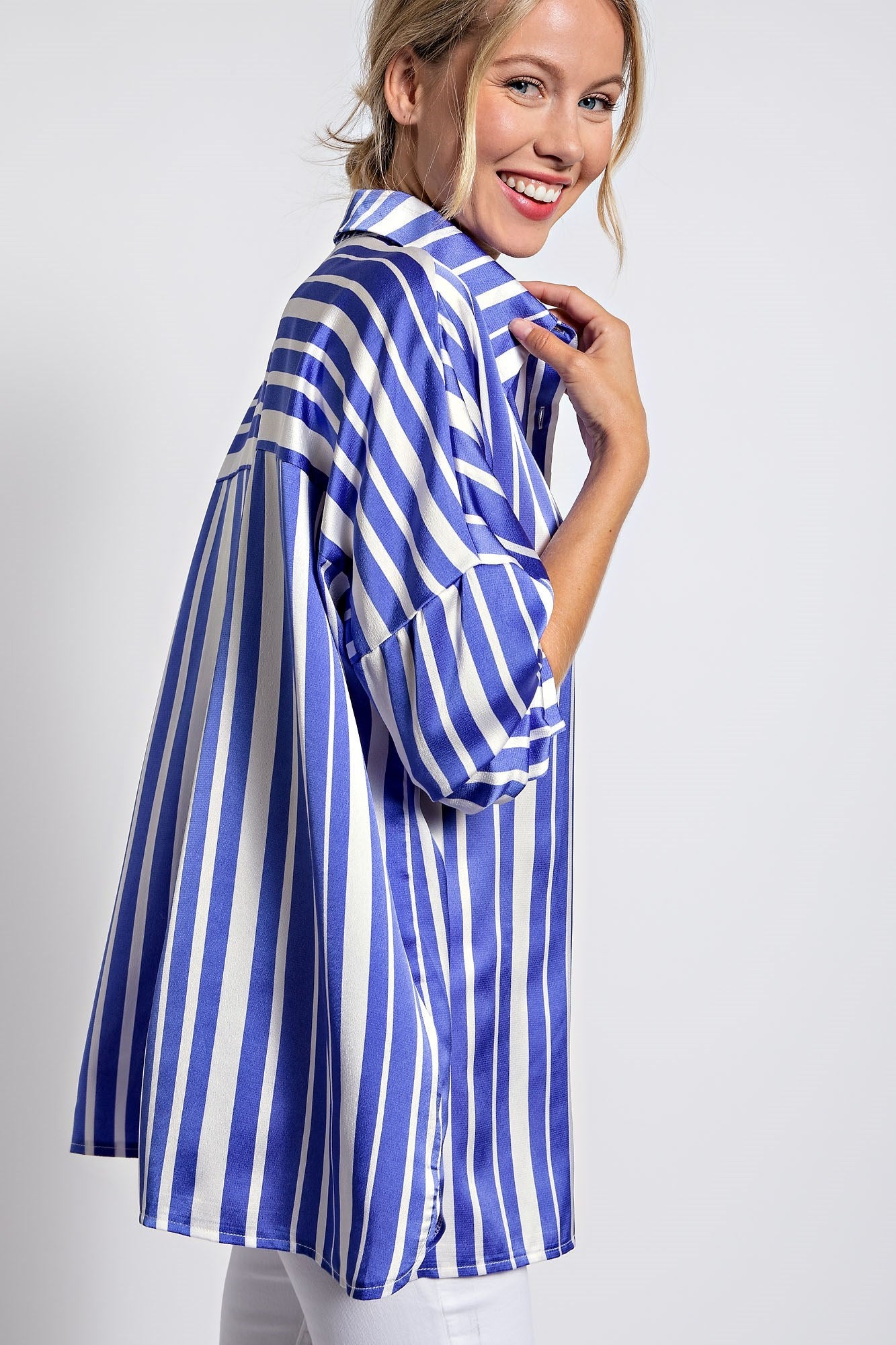 STRIPE BUTTON-UP RELEX SHIRTS