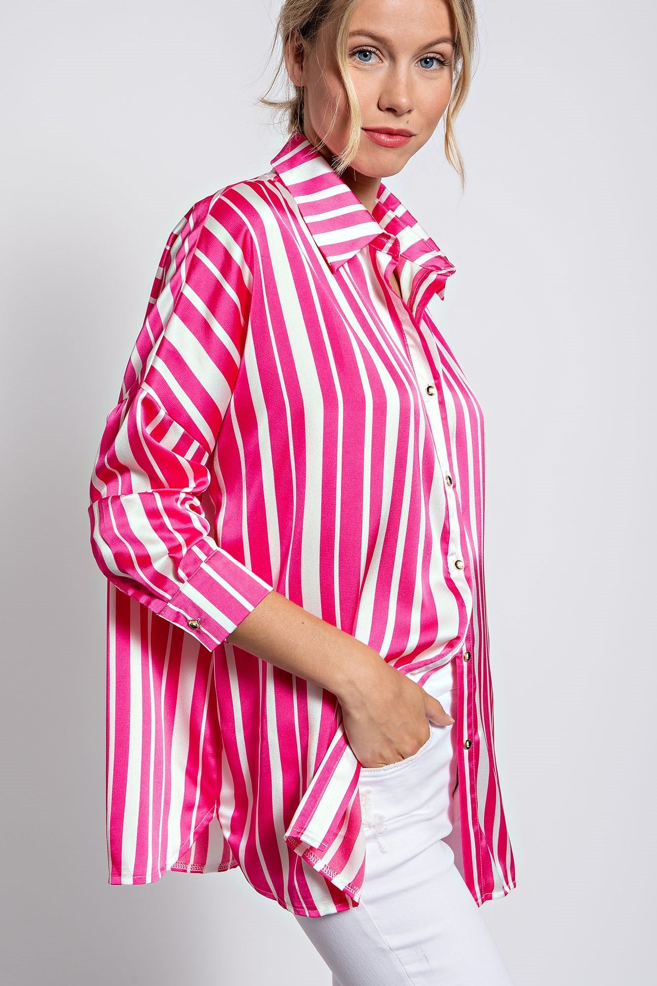 STRIPE BUTTON-UP RELEX SHIRTS