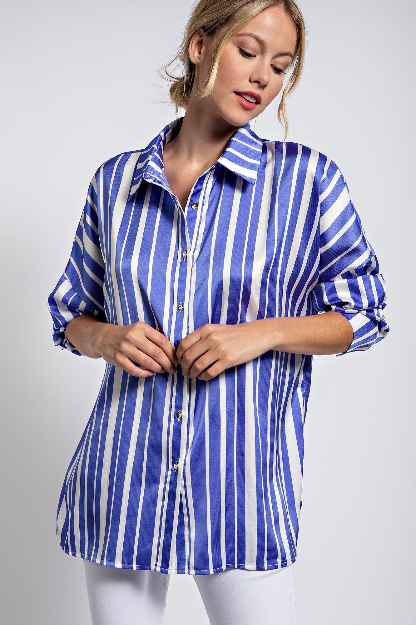 STRIPE BUTTON-UP RELEX SHIRTS