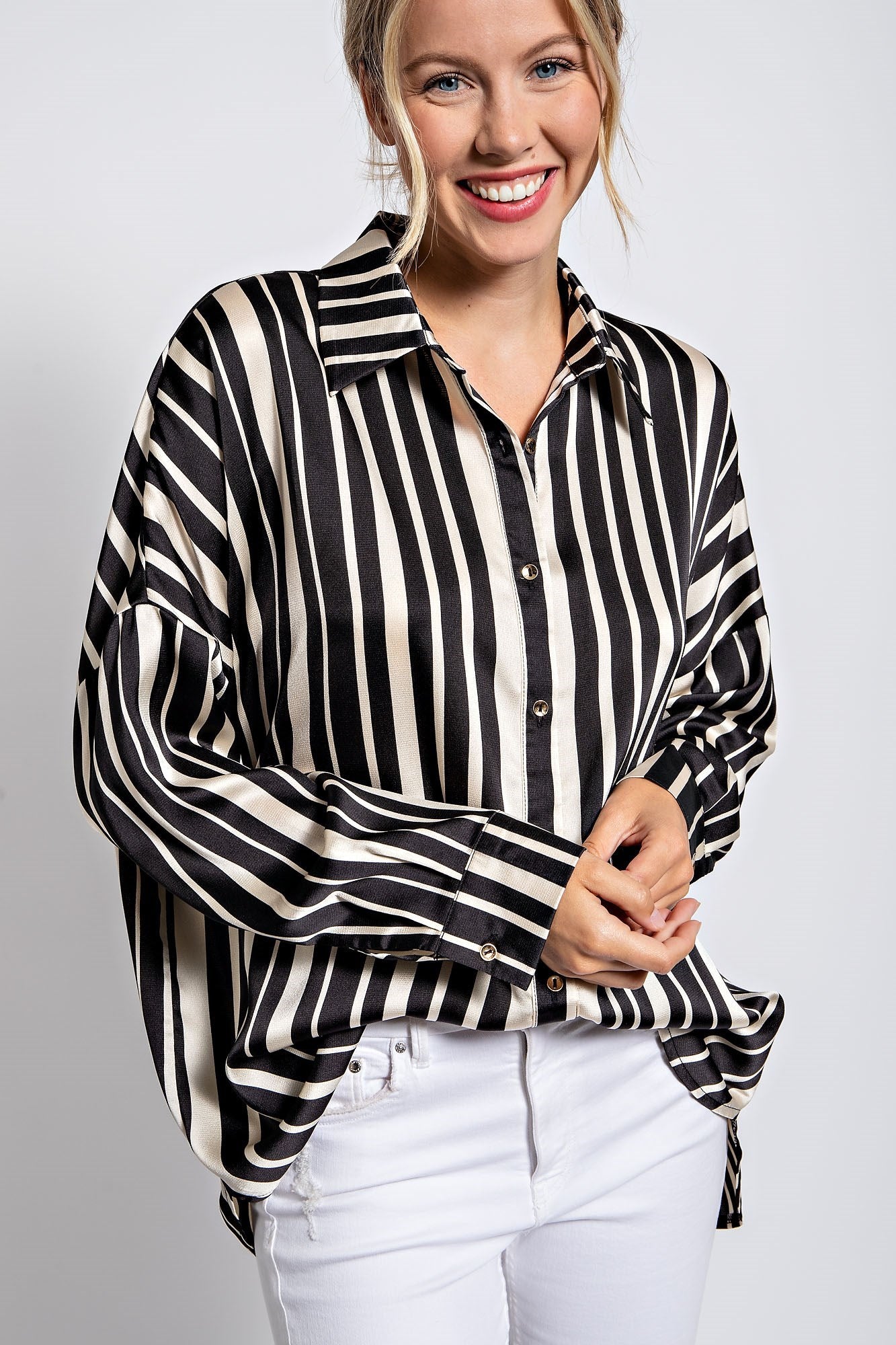 STRIPE BUTTON-UP RELEX SHIRTS