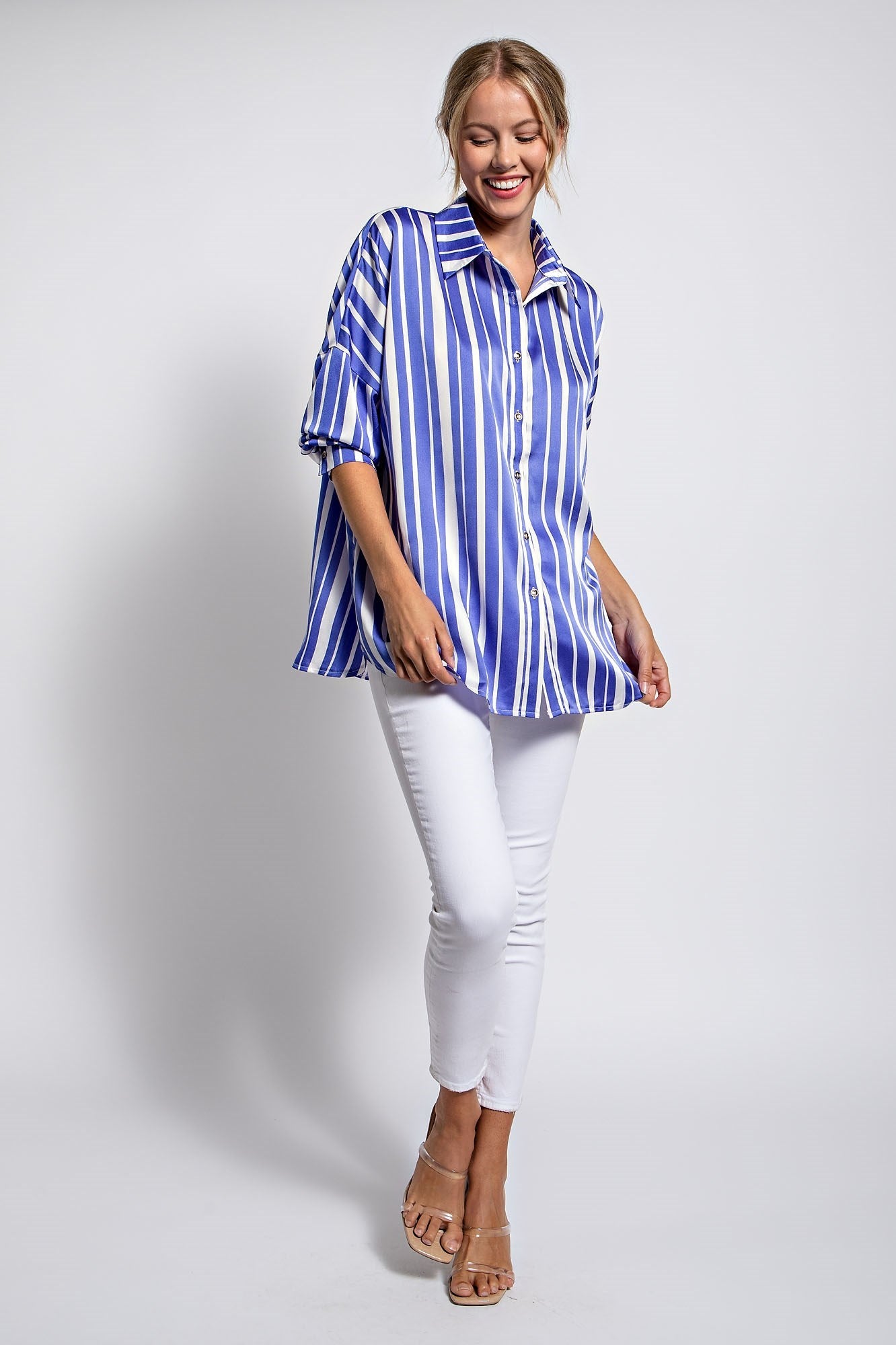 STRIPE BUTTON-UP RELEX SHIRTS