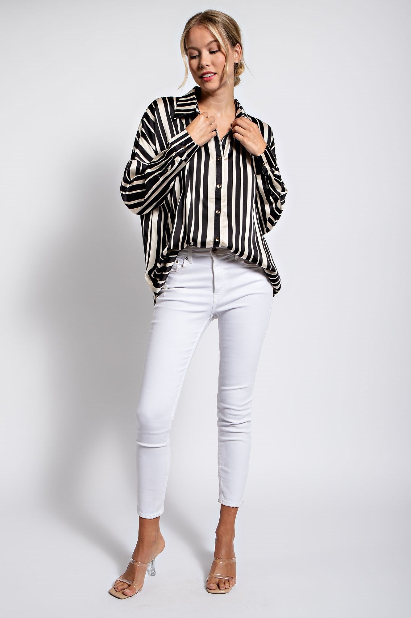 STRIPE BUTTON-UP RELEX SHIRTS