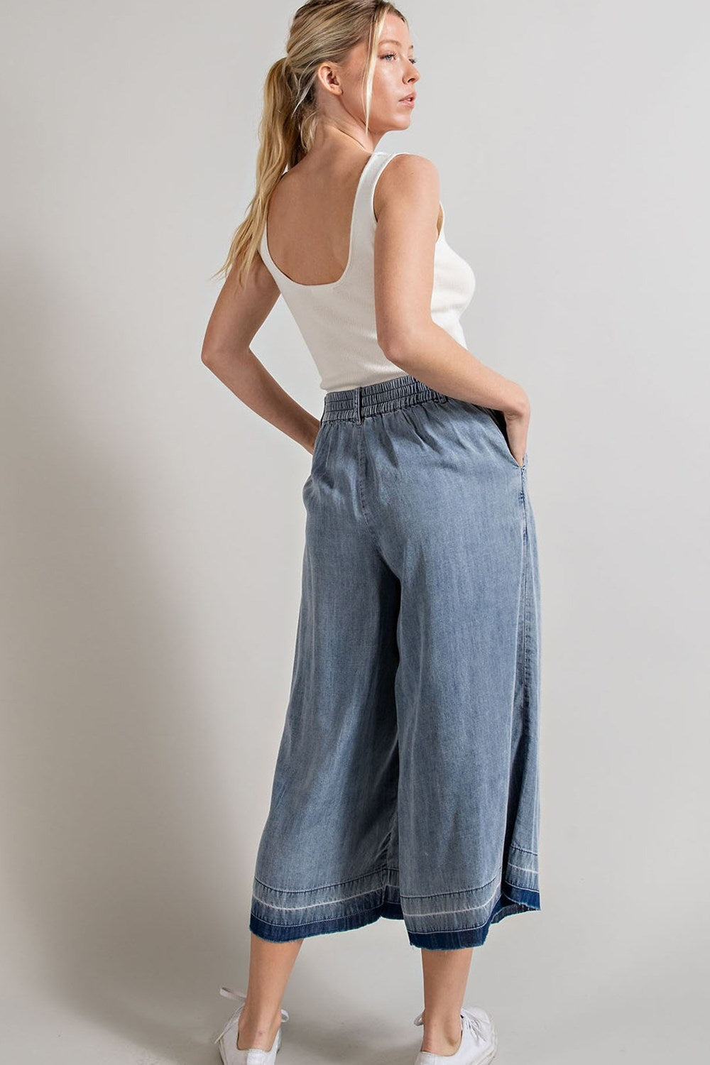 MINERAL WASHED WIDE LEG PANTS