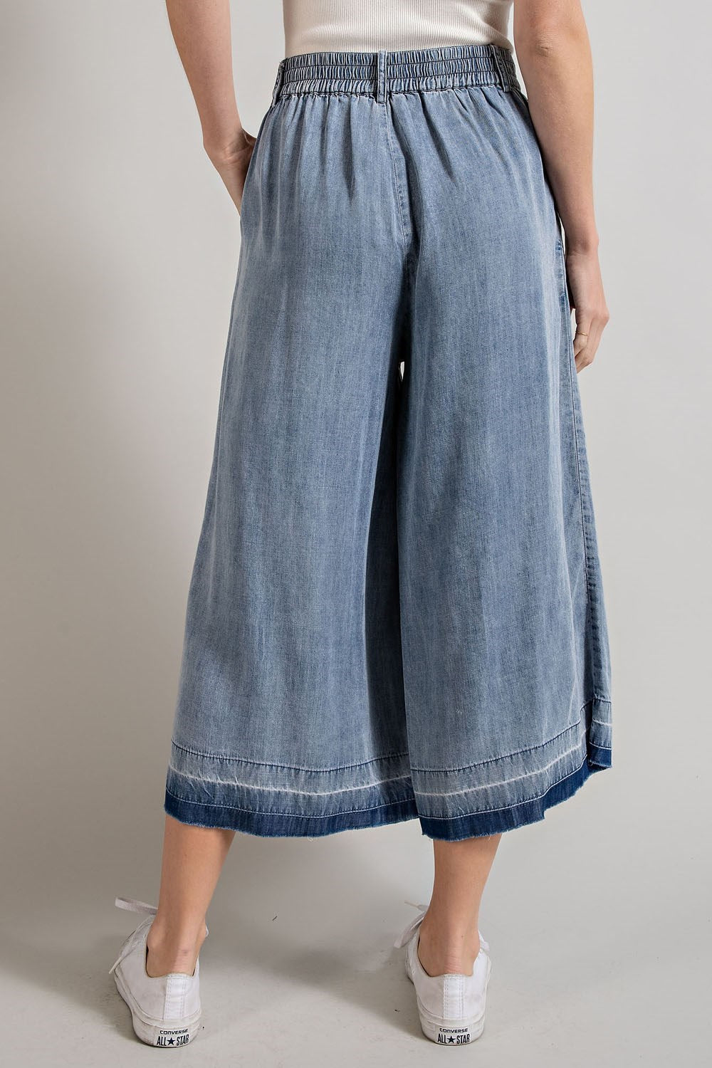 MINERAL WASHED WIDE LEG PANTS