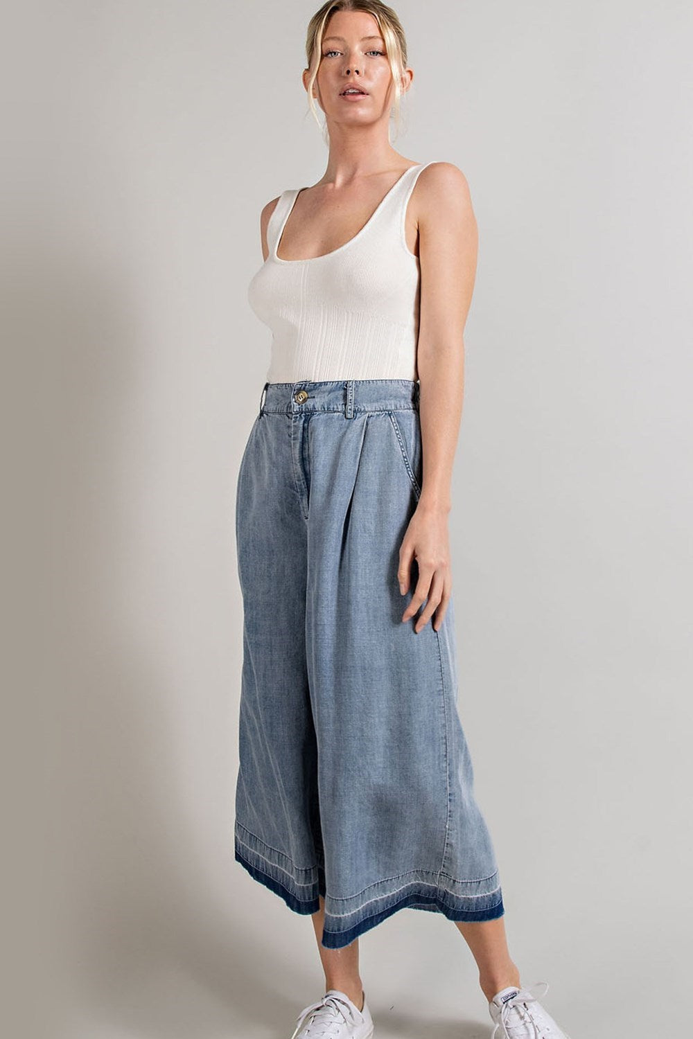 MINERAL WASHED WIDE LEG PANTS