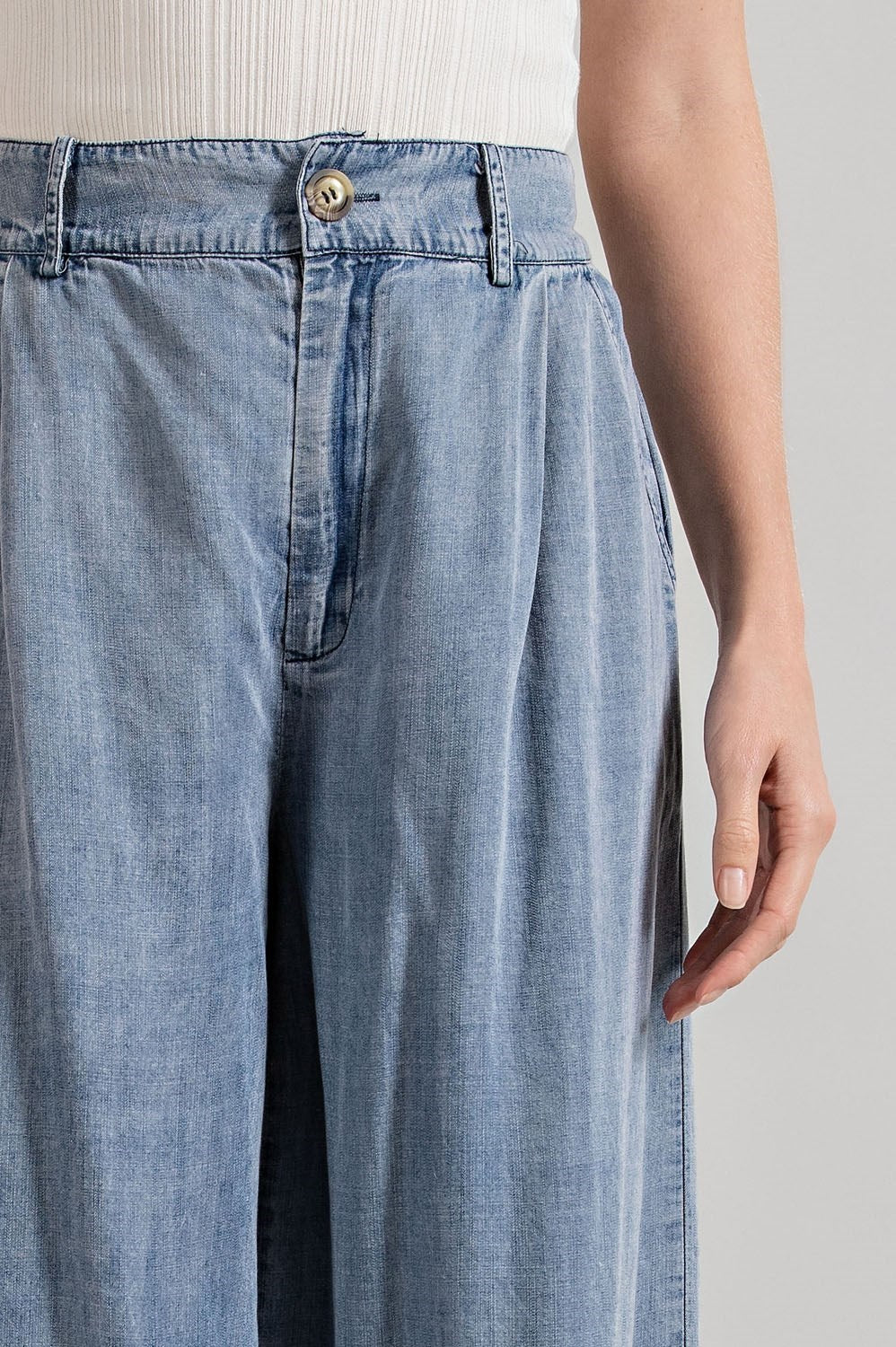 MINERAL WASHED WIDE LEG PANTS