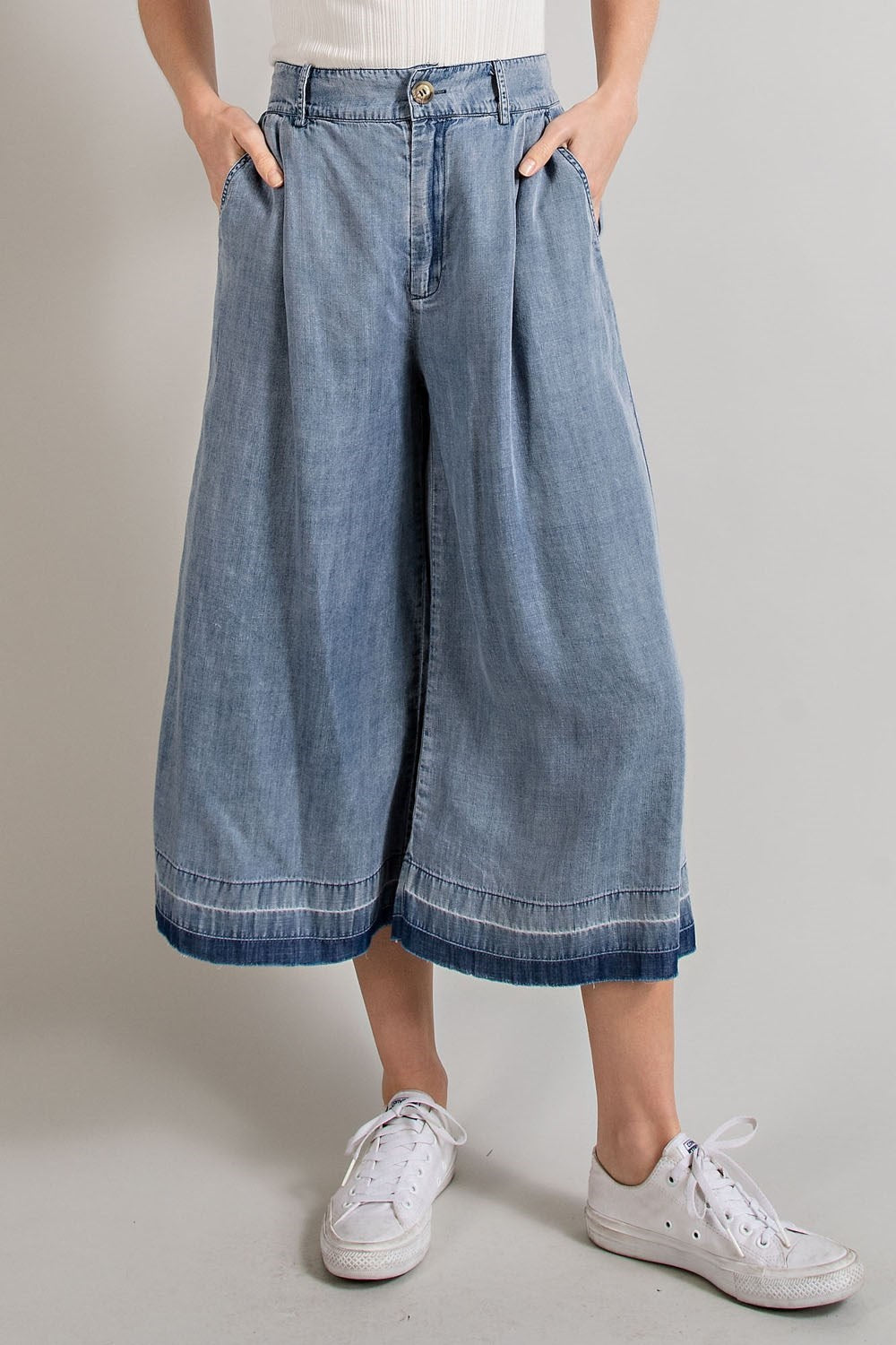 MINERAL WASHED WIDE LEG PANTS
