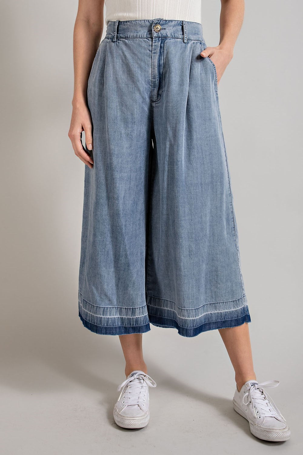 MINERAL WASHED WIDE LEG PANTS