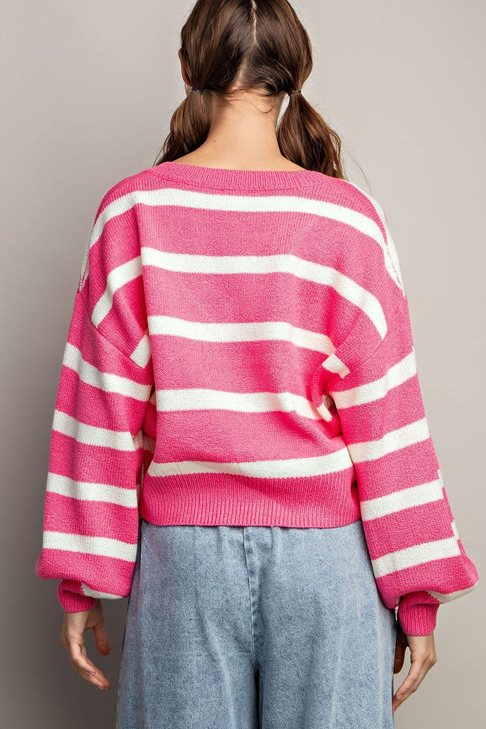 STRIPE LONG SLEEVE KNIT TOP