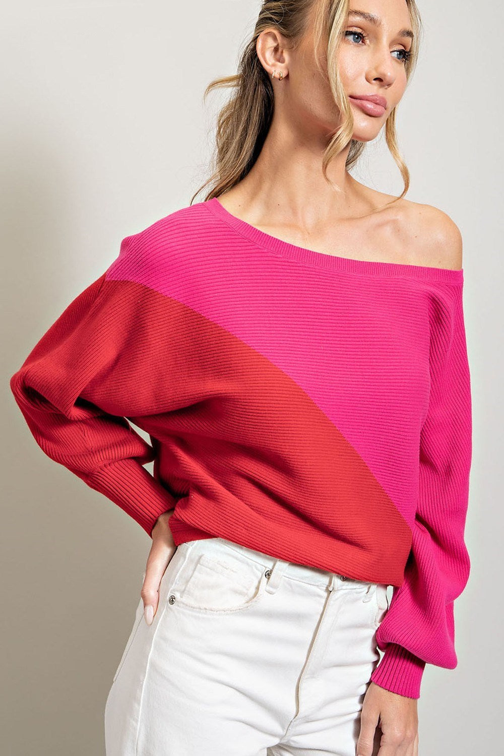 TWO TONE SWEATER TOP