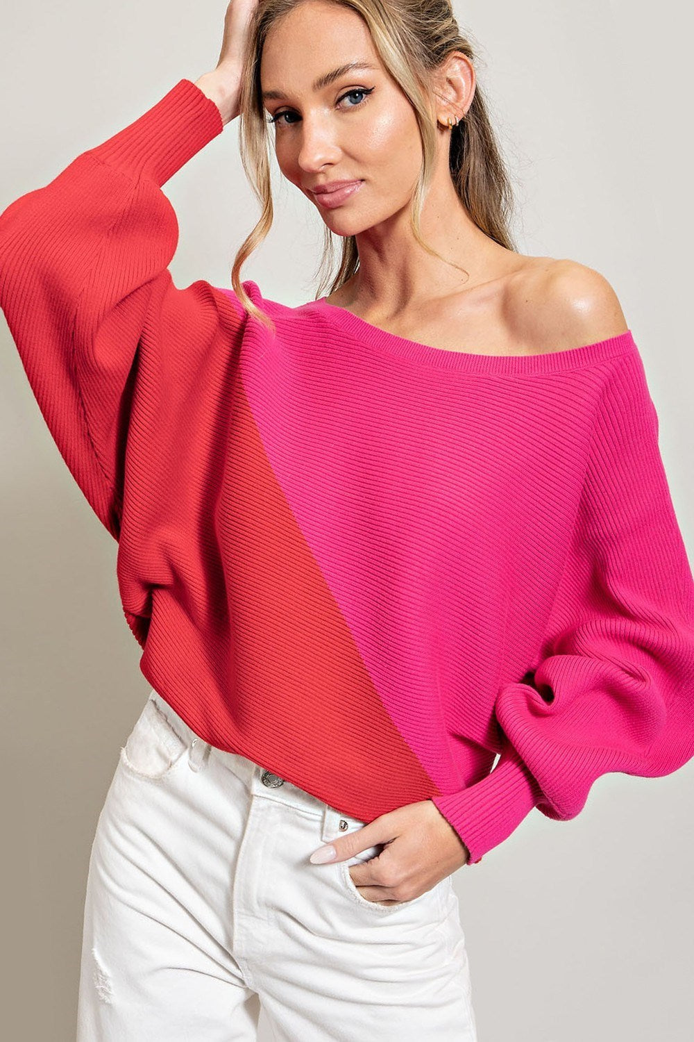 TWO TONE SWEATER TOP