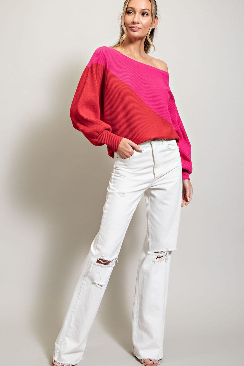 TWO TONE SWEATER TOP