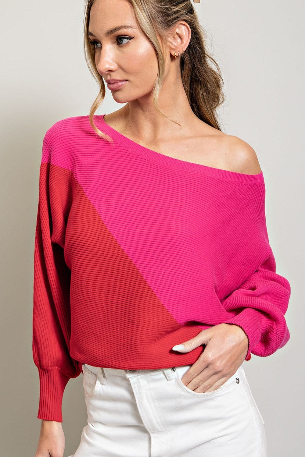 TWO TONE SWEATER TOP