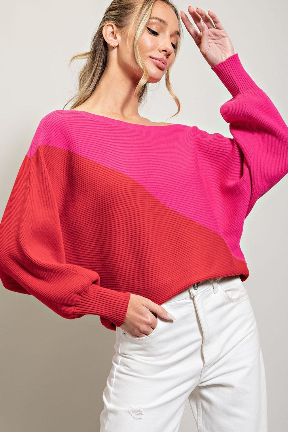 TWO TONE SWEATER TOP