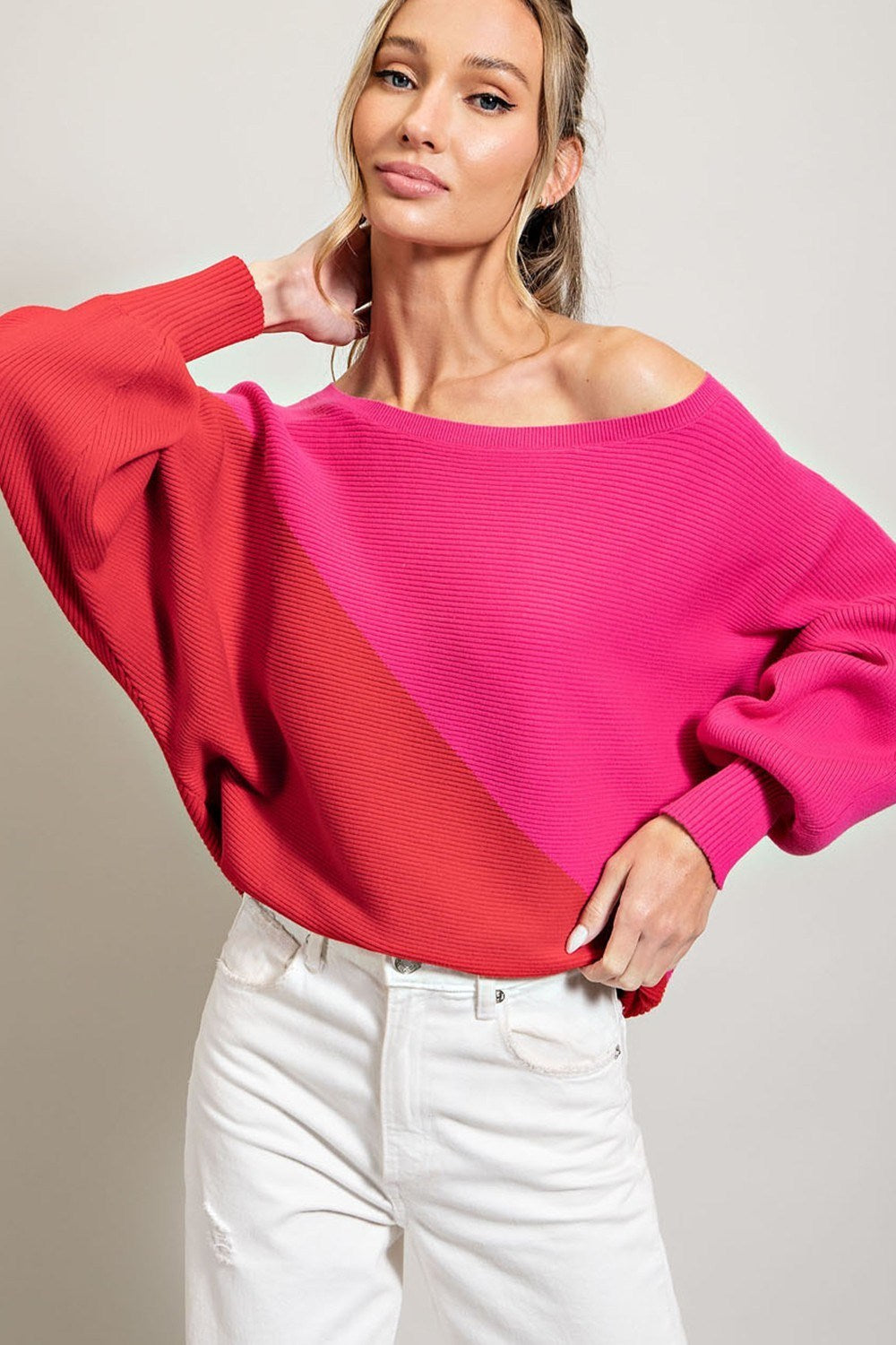 TWO TONE SWEATER TOP
