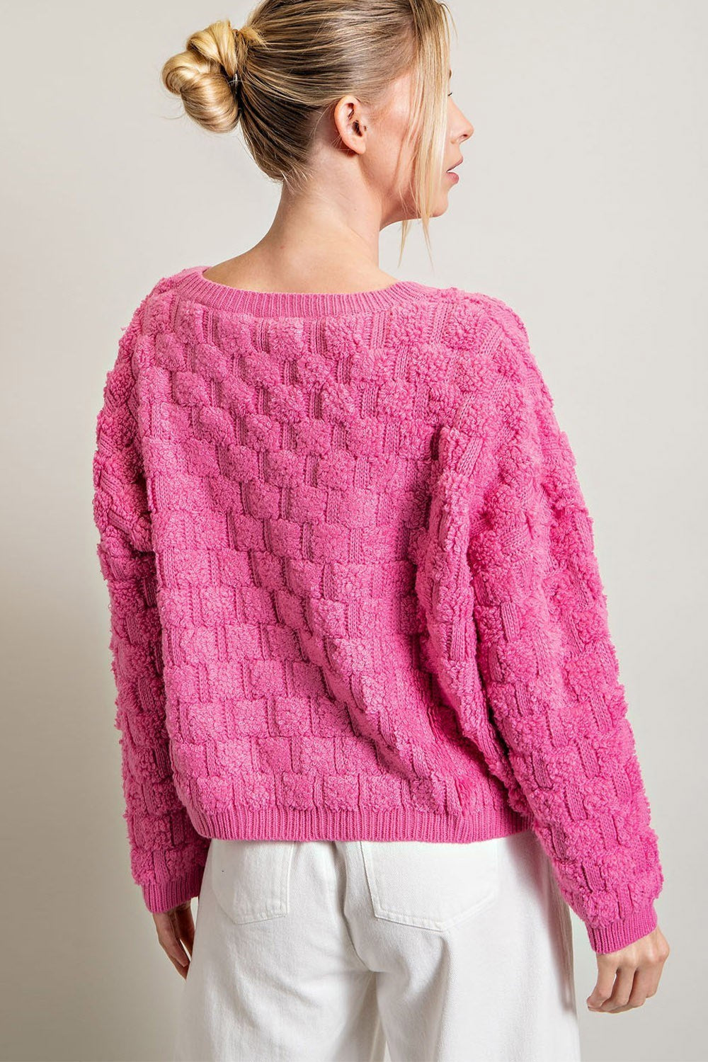 TEXTURE LONG SLEEVE KNIT TOP