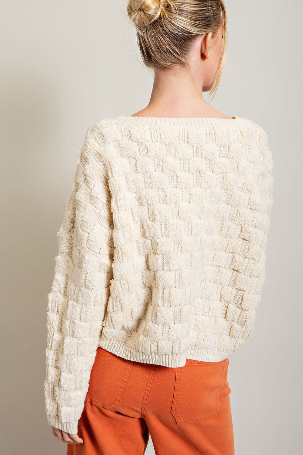 TEXTURE LONG SLEEVE KNIT TOP