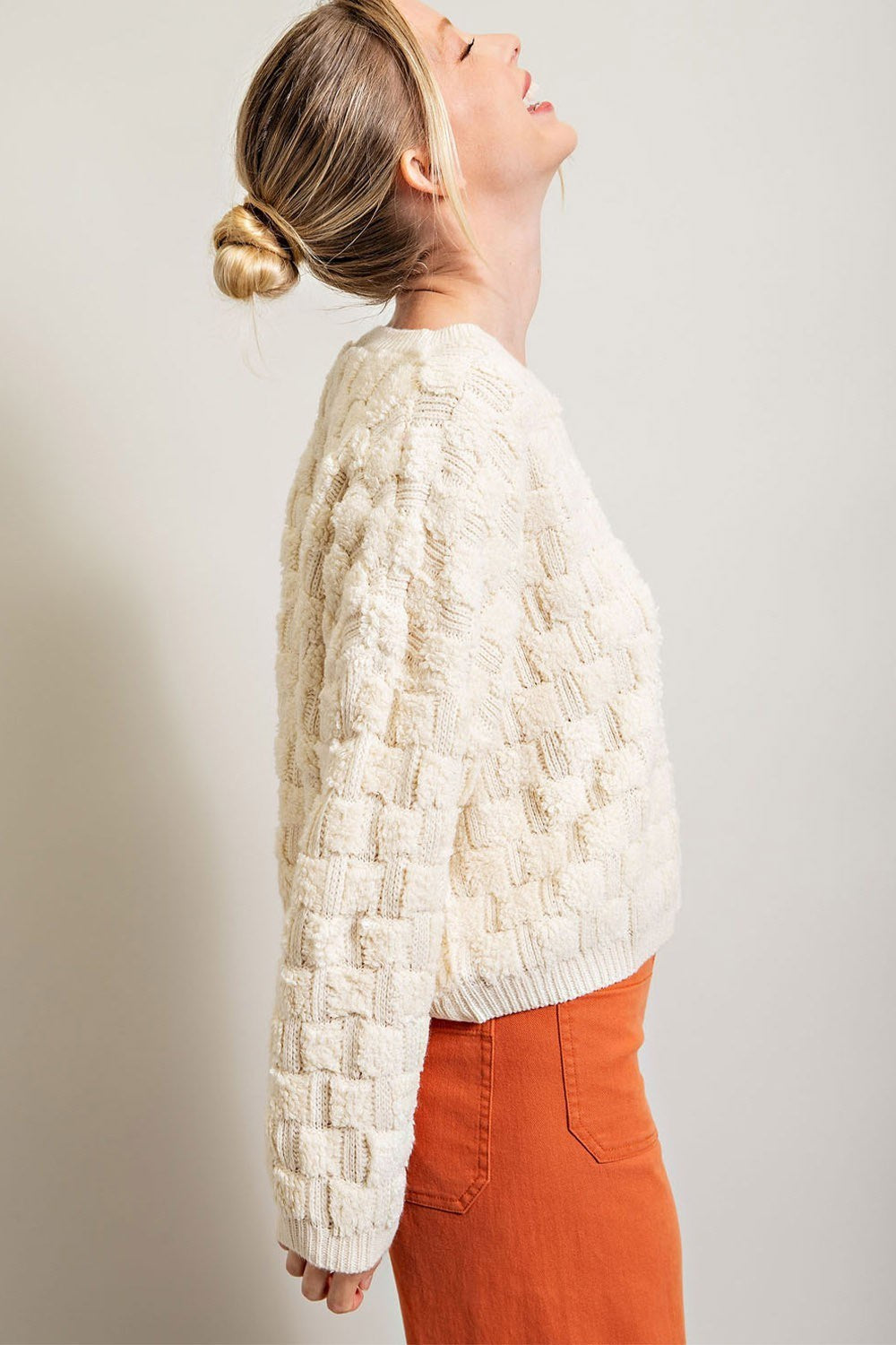 TEXTURE LONG SLEEVE KNIT TOP