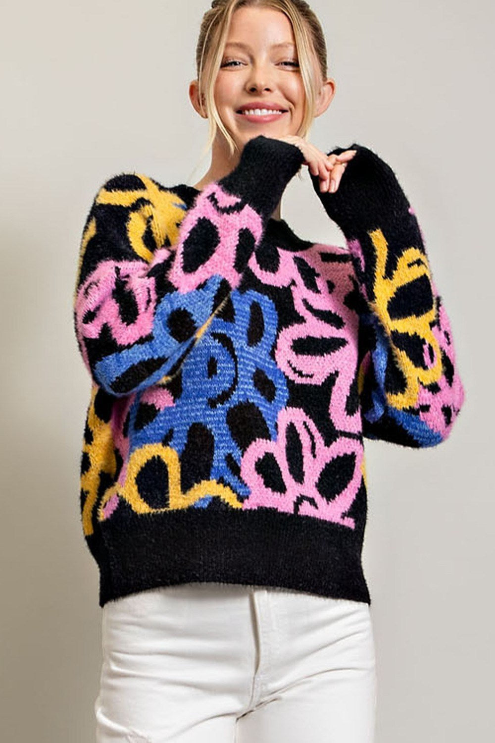 FLORAL PRINT SWEATER