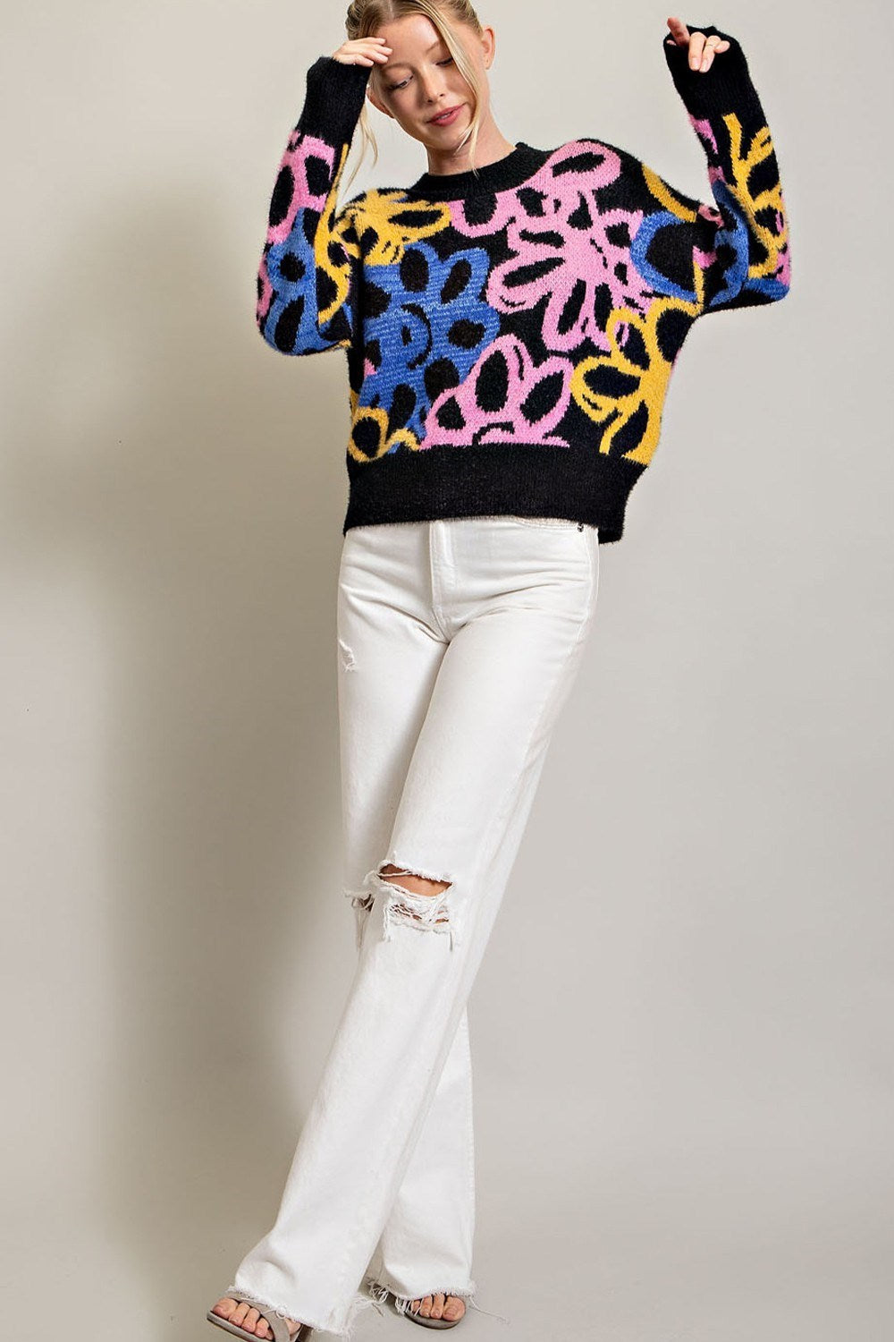 FLORAL PRINT SWEATER