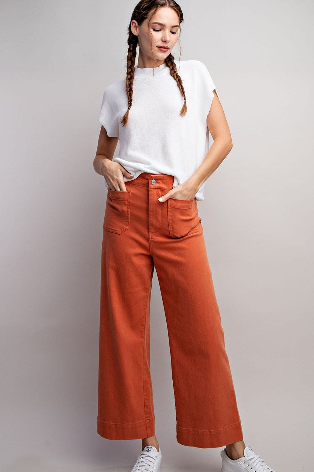 SOLID CAP SLEEVE SWEATER TOP