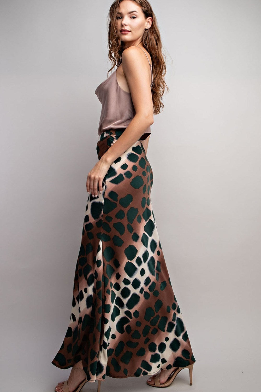 SPOTTED MAXI SKIRT
