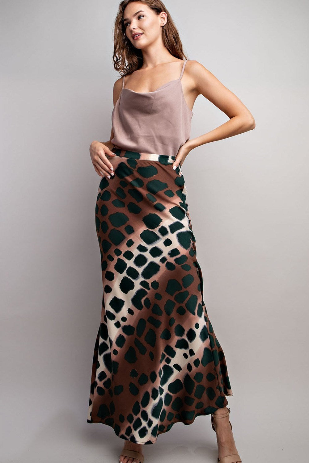 SPOTTED MAXI SKIRT