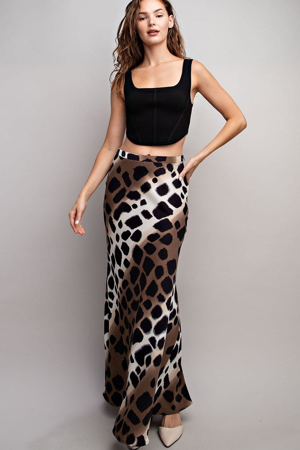 SPOTTED MAXI SKIRT