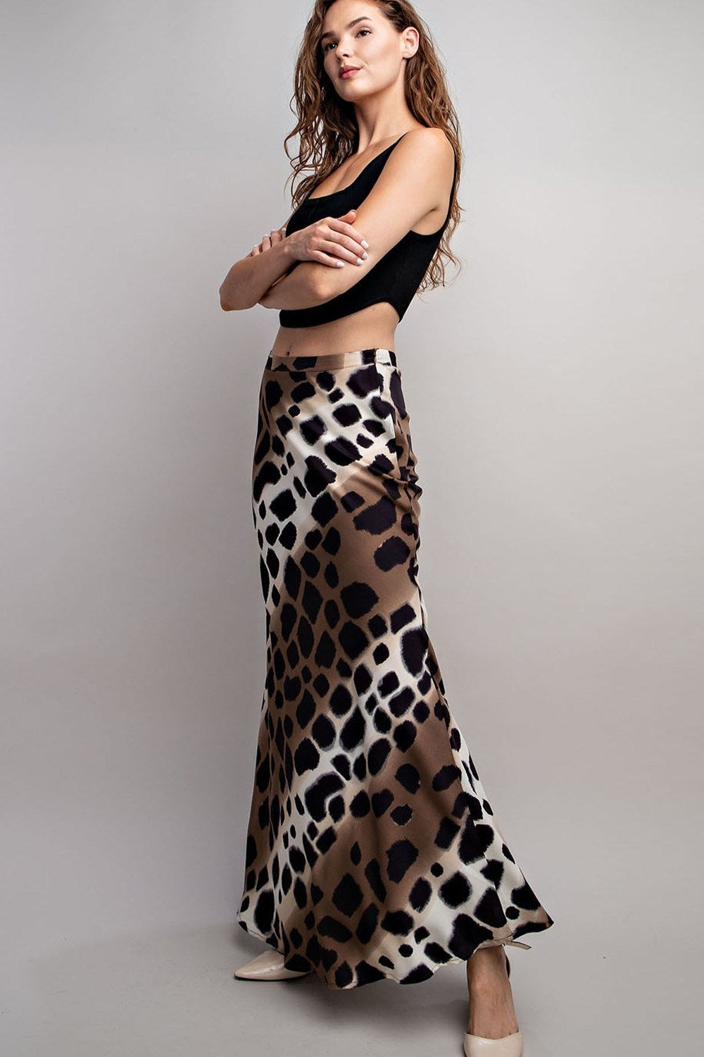 SPOTTED MAXI SKIRT