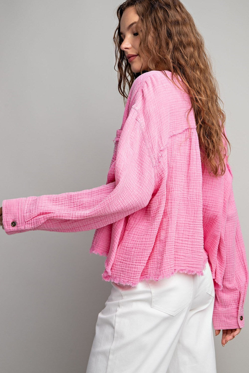 COTTON GAUZE BUTTON DOWN SHIRT