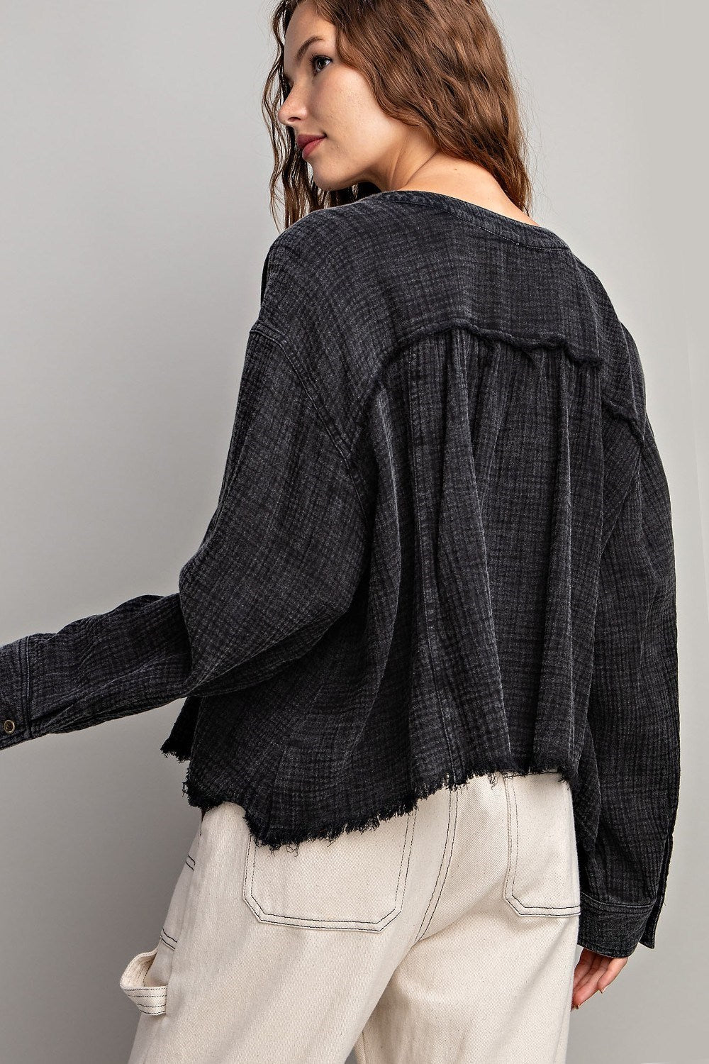 COTTON GAUZE BUTTON DOWN SHIRT