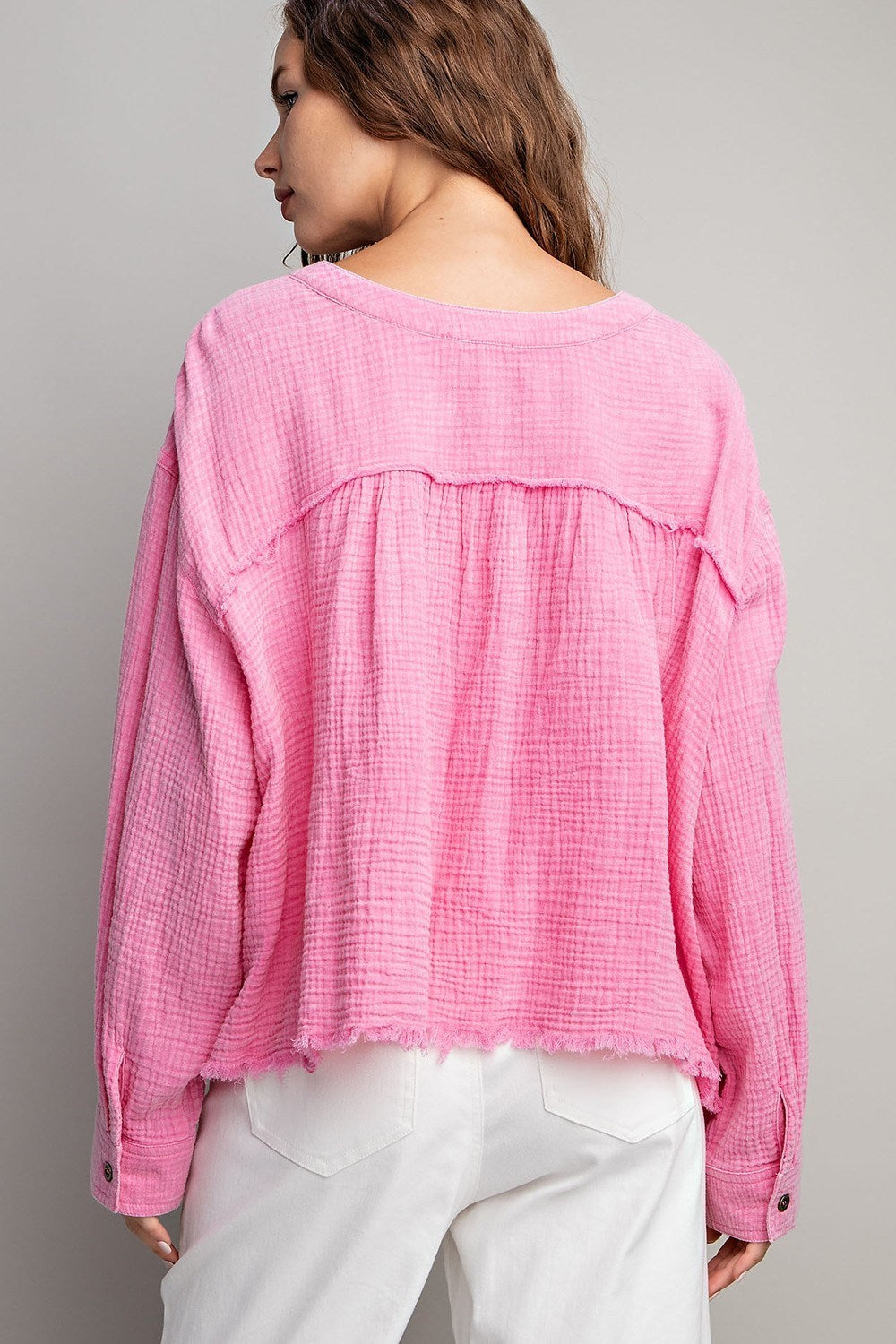 COTTON GAUZE BUTTON DOWN SHIRT
