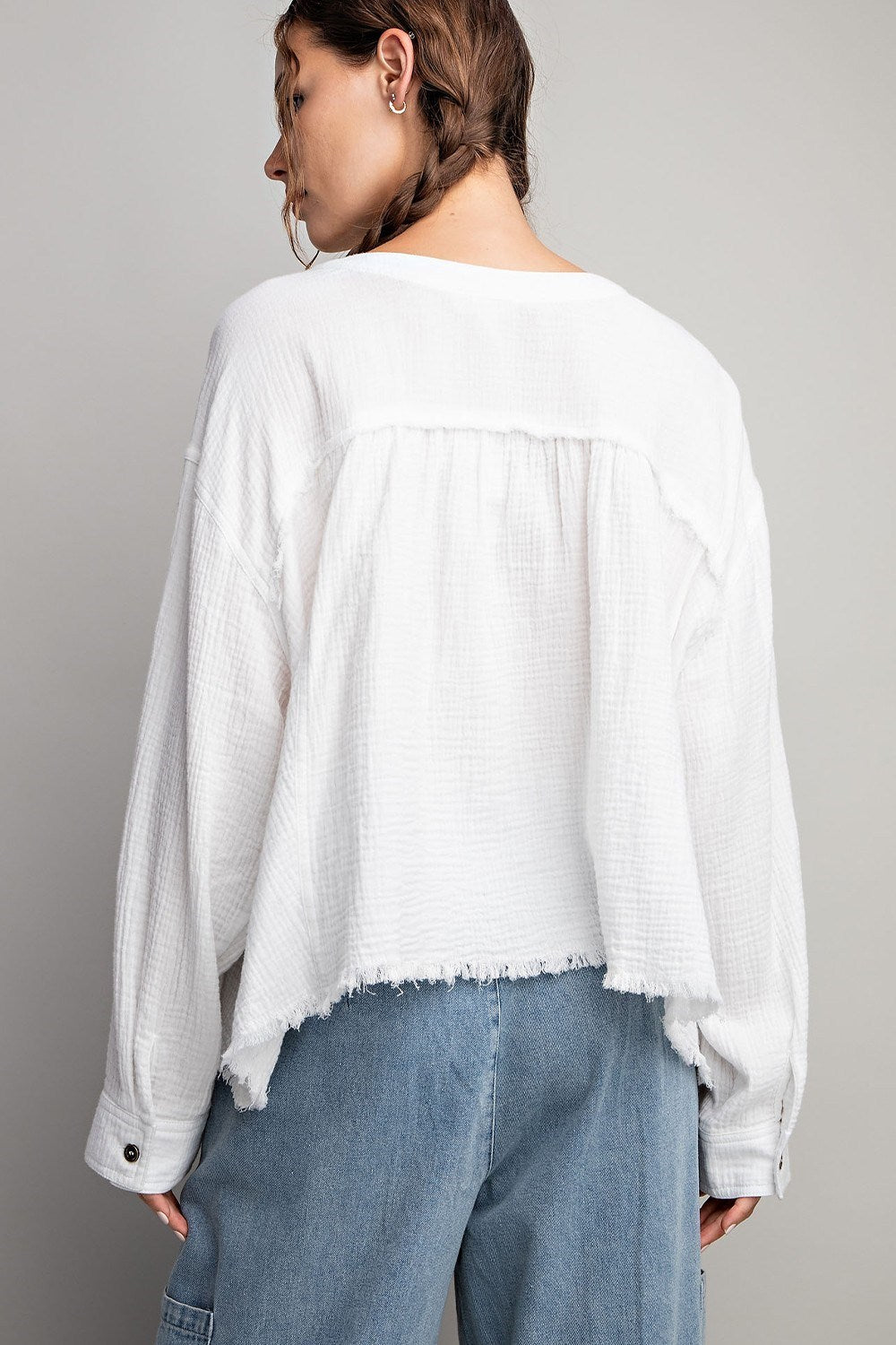 COTTON GAUZE BUTTON DOWN SHIRT